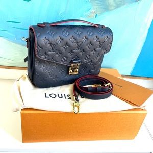 Louis Vuitton Pochette Métis Empreinte Marine Rouge box & accessories!